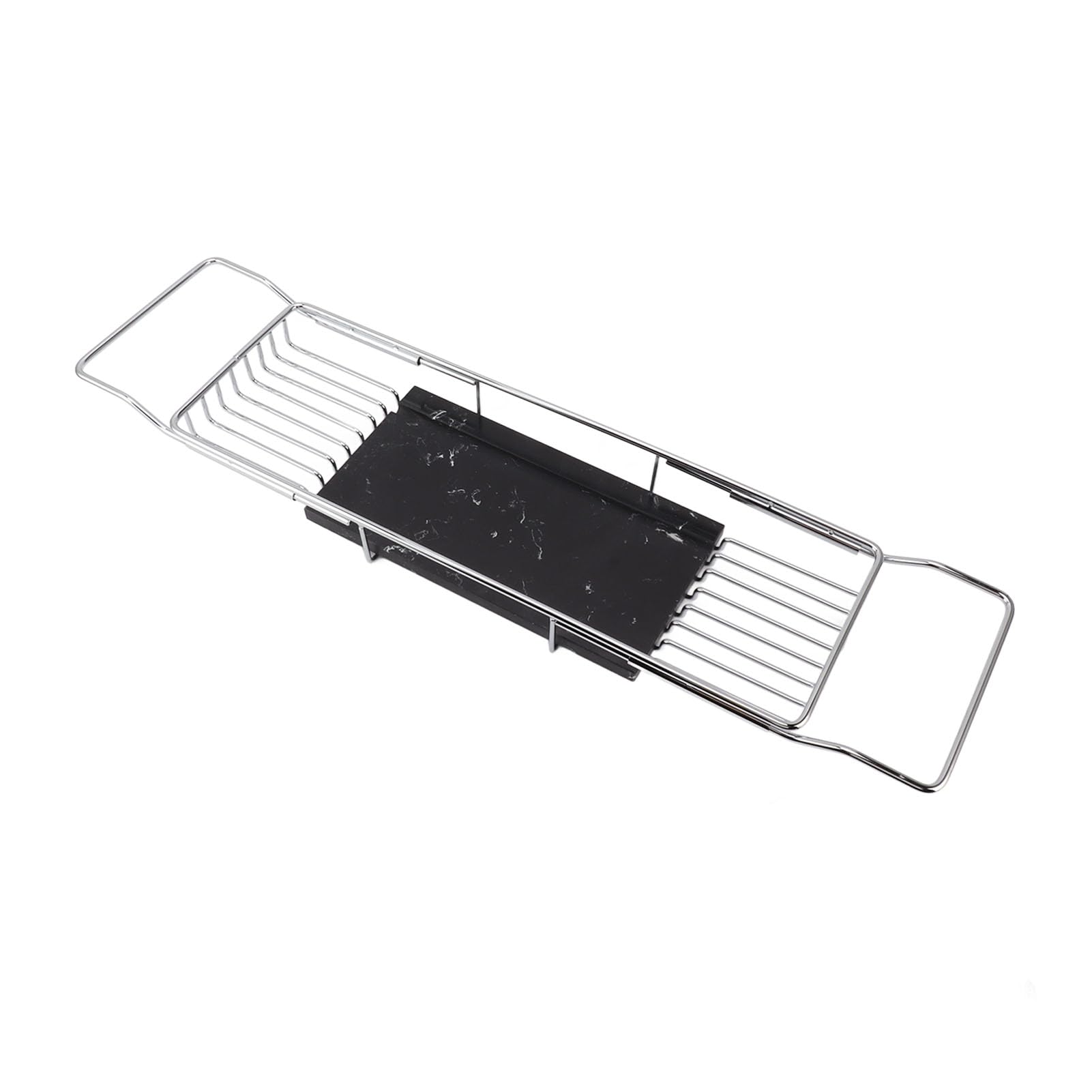 Annadue Bandeja de Bañera de Mármol, Estante de Bañera Expandible, Organizador Antideslizante para Ahorrar Espacio, Estante de Multifuncional para, Carrito de de Metal con Soporte para Libros y