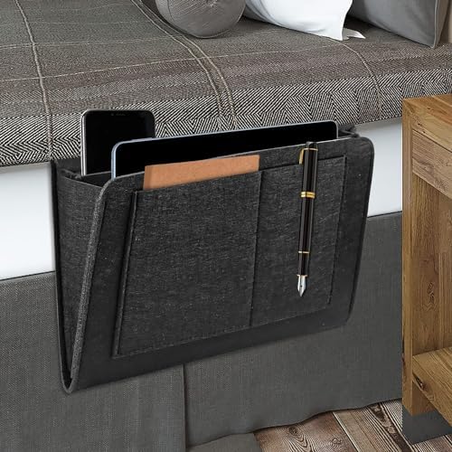 Nirvik Bedside Caddy | For i pad Holder | Dorm College Room, Bunk Bed, Hospital Bed, Kids Baby Bed | Hanging Storage Organizer | Remote Holder