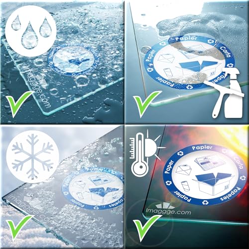 imaggge.com Informationsaufkleber – Piktogramm zur Organisation der Mülltrennung für Mülleimer oder Behälter – 6 runde Aufkleber – 9,5 cm, 3701323002821