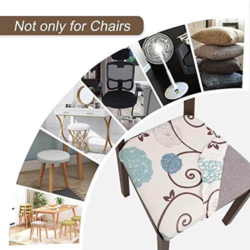 Image of SearchI Seat Covers for Dining Room Chairs Stretch Printed Chair Seat Covers Set of 6, Removable Washable Upholstered Chair Seat Protector Cushion Slipcovers for Kitchen, Office(Ball Flower)