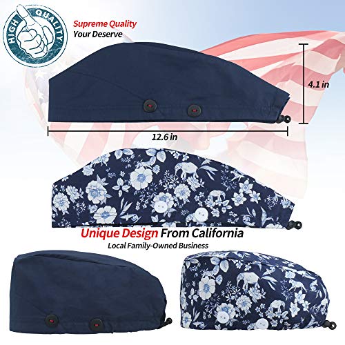 Image of ABAMERICA Working Caps with Button and Sweatband, Adjustable Working Hats for Women Men, One Size(Tie Back or Toggle)