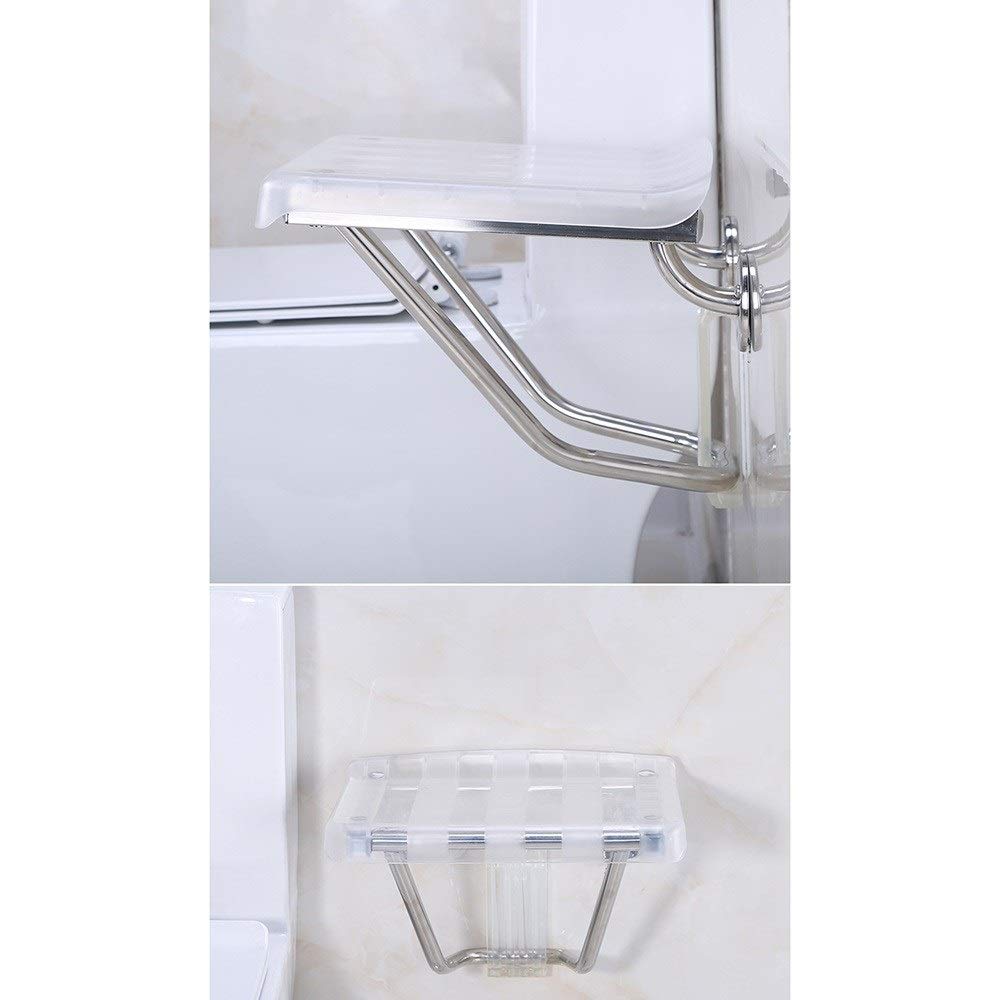 Sgabello per Doccia Sgabello Pieghevole per Bagno Sedia per Doccia in plastica Panca per Scarpe a Parete Donna anziana/Incinta Ausilio per Doccia Staffa in Acciaio Inossidabile Portata 150 kg Ausilio