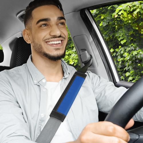 COFIT Gurtpolster Auto für Kinder Erwachsene, Sicherheitsgurt Polster Mikrofaser Leder, Anschnallgurt Schutz Weich, Autogurt Hals Gurtschutz LKW SUV Wohnwagen Zubehör Innenraum, 2 Stück, Blau