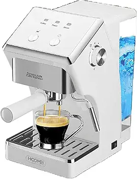 Cafetera espresso y capuchino 1050 W, doble brazo con bandeja calefactora, función espuma de leche 1,6 L, depósito de agua extraíble, HO389330