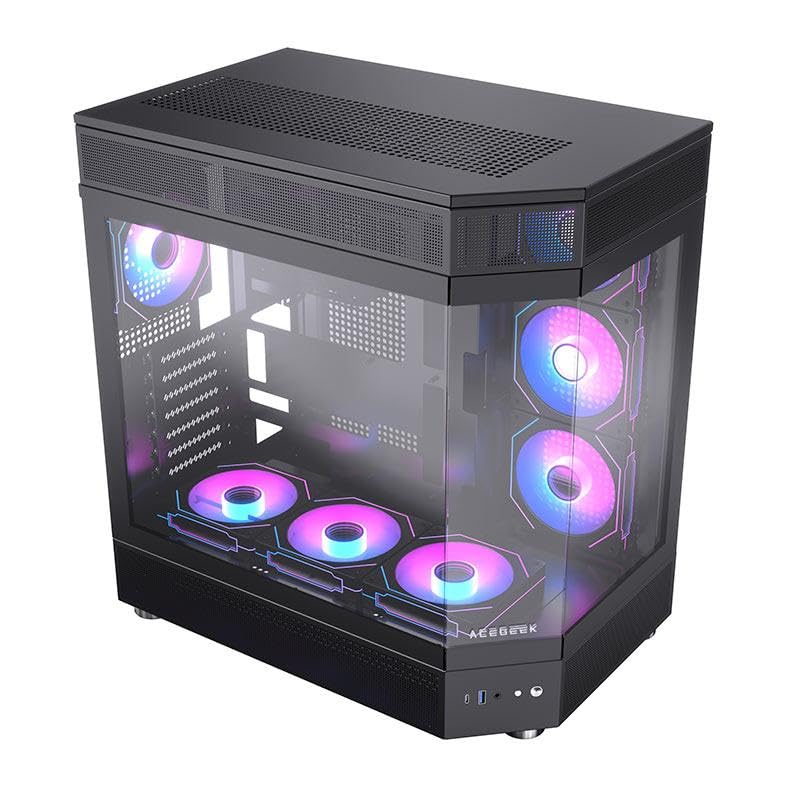 Gabinete Gamer Acegeek Icecube, Mid-Tower, Lateral de Vidro, Preto