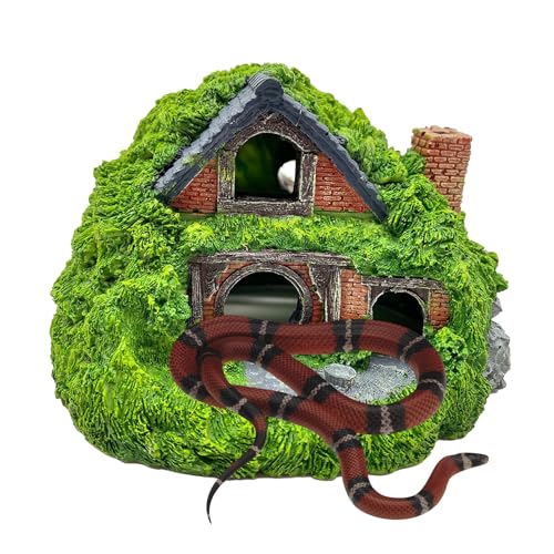 Decoración de acuario, refugio de cueva de resina para peceras, de submarino para reptiles con diseño de paisaje de roca texturizada, función de hábitat seguro, ideal para mascotas