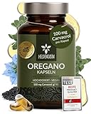 Heldengrün® Oregano & Schwarzkümmelöl Kapseln [HOCHDOSIERT] 100 mg Carvacrol pro Kapsel - Bio Oregano Öl mit +82% Carvacrol aus Griechenland - magensaftresistent, laborgeprüft & vegan - 90 Stück