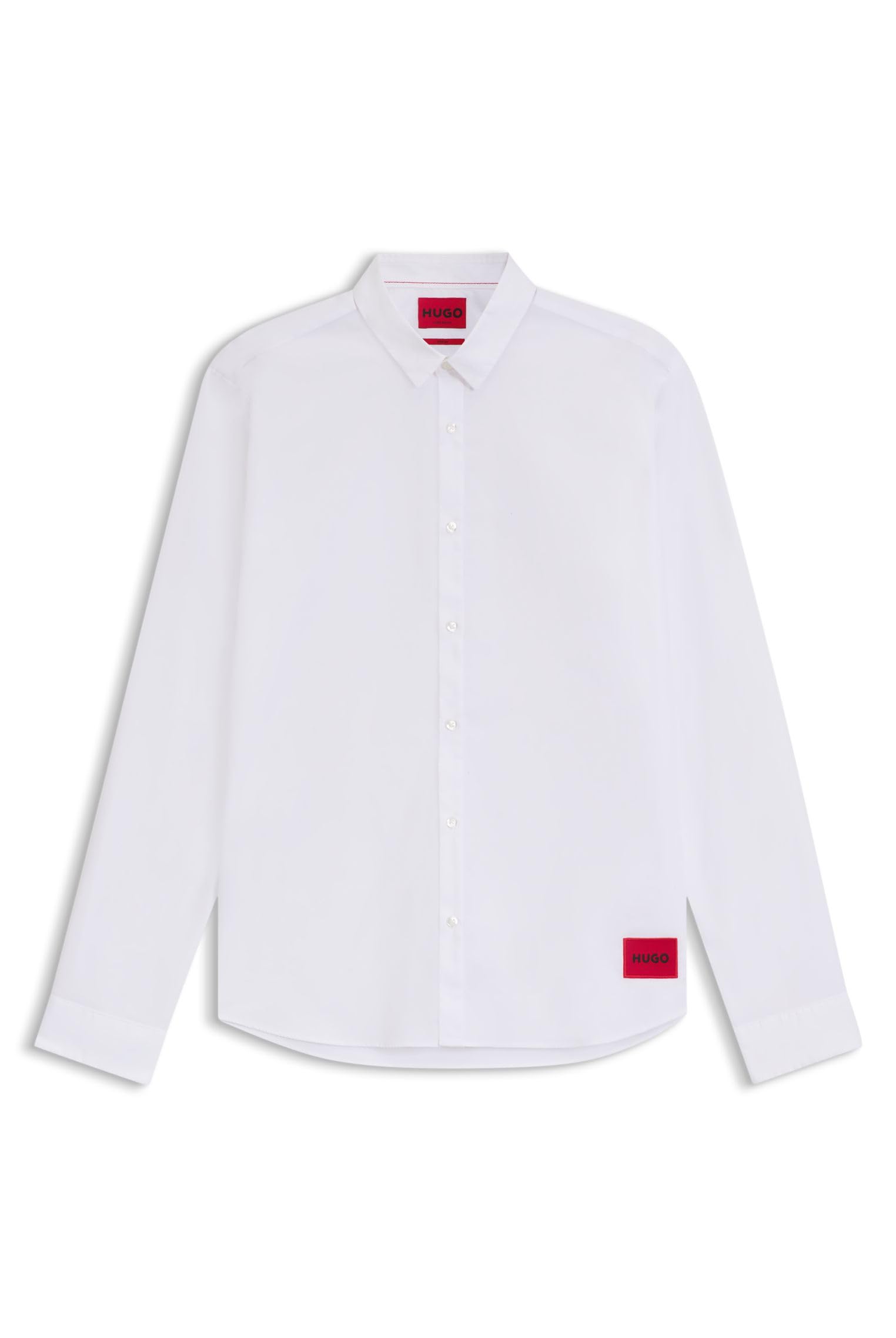 Mens Ero3-W Stretch-Cotton Extra-Slim-fit Shirt with red Logo Label