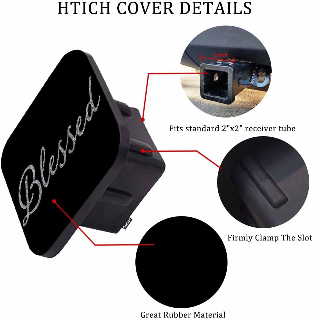 Trailer Hitch Cover for 2" Receivers Blessed, Glitter Blessed Bible Verse Receiver Tube Hitch Plug Towing Hitch Covers Truck Hitch Accessories for Sedans Cars SUVs, Christian Quote Hitch Cover