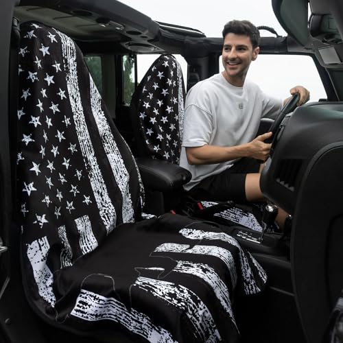 Image of Premium Hooded Cloth Seat Cover for Cars - Automotive Seat Pads Universal Fit for Sedans Truck Suv - Waterproof Front Seat Protectors Great for Athletes Workouts Swimming Running Boxing Yoga