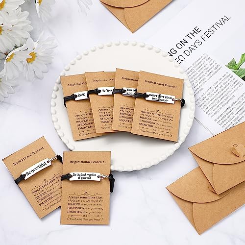 Nosiny Inspirational Gifts for Women Men with Gift Cards Envelopes Engraved Inspirational Bracelets Encouragement Jewelry Bracelets for Teen Friendsgiving(24 Pack)4