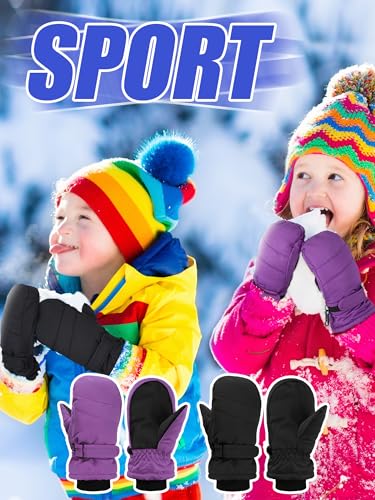 Image of Newcotte 6 Pairs Winter Ski Mittens Kids Waterproof Warm Snow Gloves for Boys Girls Cold Weather Outdoor Activities