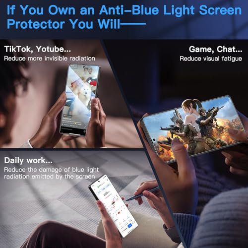 Image of Uyiton for Samsung Galaxy S25 Ultra Screen Protector Anti-Blue Light | Easy to Install Shatterproof Full Coverage Case Friendly 9H Tempered Glass Screen Protector, 2 Pack