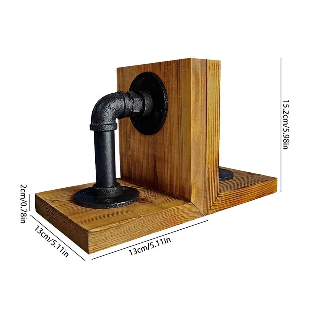 Fermalibri da scrivania in legno massello, stile industriale retrò, stile industriale, per contenere libri (A)