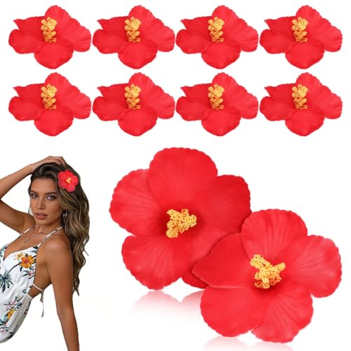 ABOOFAN 10 Pièces Hibiscus Artificiel Fleurs d'hibiscus Artificielles Décorations De Salle De Bain Décor Hawaïen Fleurs Hawaïennes Fausses Réalistes...