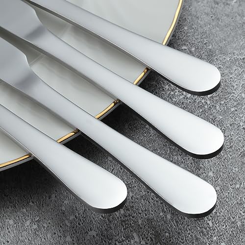BEWOS Silver Knife Set of 24, 23cm (9.06 inches) Knife Set, Butter Knife, Knives Made of Stainless Steel, Highly Polished Knife, Dinner Knives for Home, Restaurant, Hotel, Dishwasher Safe, Polished - Image 4