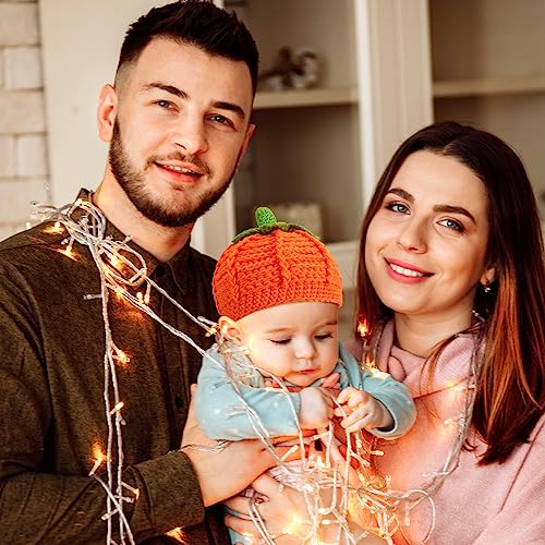 XINRUI Baby Toddler Knitted Pumpkin Hat and Booties Set for Halloween, Thanksgiving, Newborn Photography - 0-12 Month, Orange3