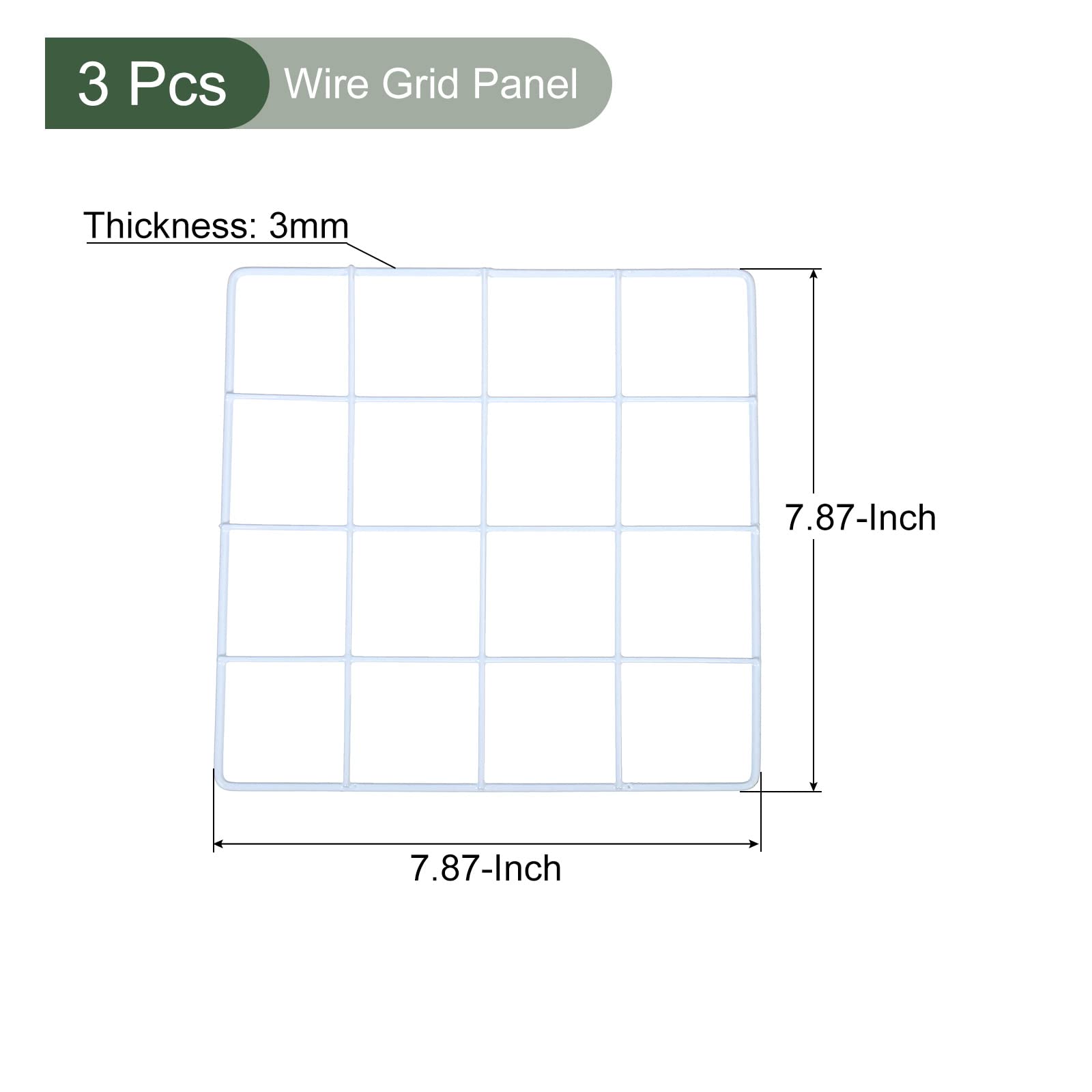 YOKIVE 3Pcs Iron Wire Grid Panel, Decorative Panels Board | Photo Pictures Display Holders Hanging Frame for Home Office (White, 8