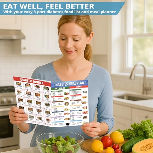 Image of Miarita Diabetes Food List Chart, 400+ Foods Glycemic Index Poster with Carbs, Calories, Serving Size (3)