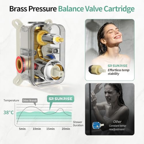 Image of SR SUN RISE 10 inch Shower Faucet Set with Shower Slide Bar,Polished Chrome