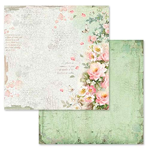 Stamperia Intl Stamperia Bloco de papel dupla face 30 x 30 cm, pacote com alfabeto de flor, 10 desen