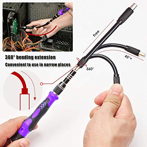 Precision Screwdriver Set Magnetic - Mini 124 in1 Professional Screw driver Tools Sets PC Repair Kit for Mobile Phone Tablet Computer Watch Camera Eyeglasses Electronic Devices DIY Hand Work (PURPLE)