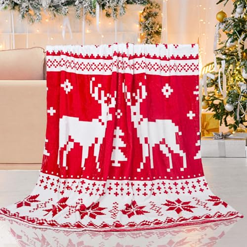 Weihnachtsdecken Kuscheldecke weich warm Winter Sherpa Fleece Decke...