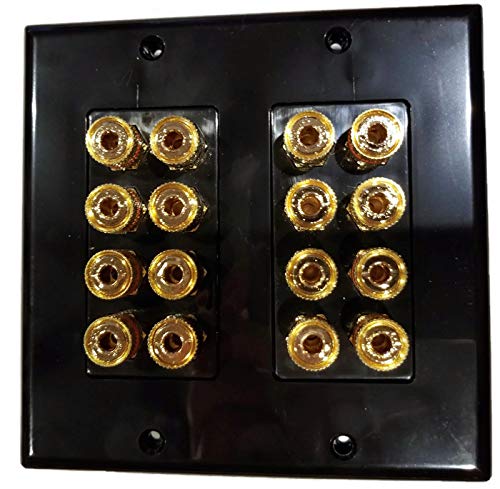 16 Post 8 Speaker Wall Plate - Black - Media Room Series for a Professional Look and Feel for Your Theater by HDTVhookup.com™