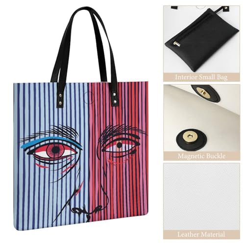 Reusable Grocery Bags Striped Pattern Eyes Tote Bag for Women Lightweight Shoulder Bags Large Shopping Bag for Travel Work Handbag3