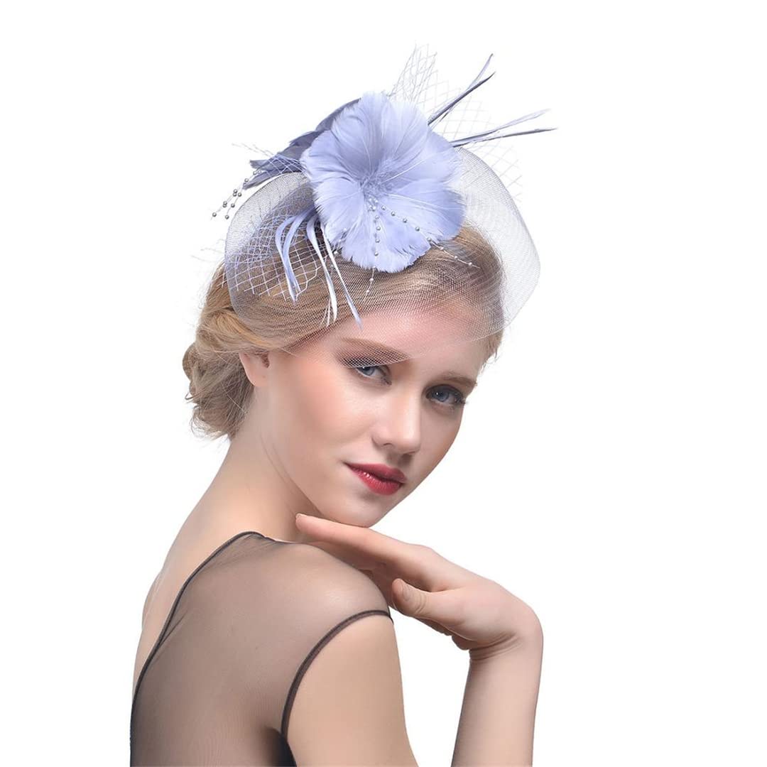 FBHappiness Fascinator Feather Headdress Yarn Hat Headband Bridal Headwear Hat Cocktail Tea Party Headwear ，Cocktail Hats
