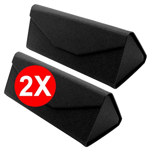 TBOC Funda Plegable Gafas de Sol – [Pack: 2 Unidades] Estuche [Negro] Rígido [Triangular] con [Cierre Magnético] Forro Interior Bolso Mochila...