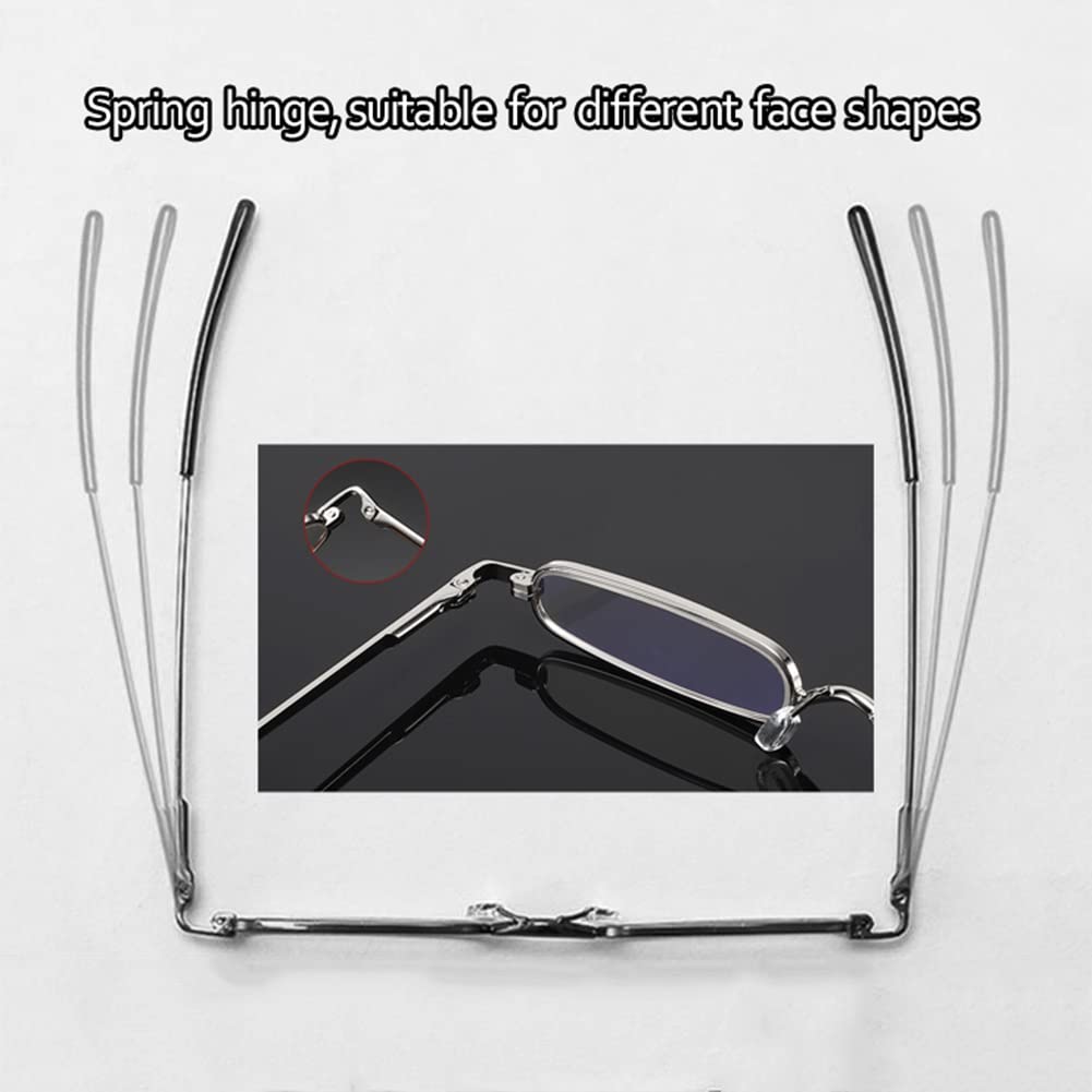TBHOME Slim Mini Metall -Lesebrille, Tragbare Federscharnier -Leser Mit Stiftclip -Hülle, Hell, Langlebig Und Komfortabel/Gold/2