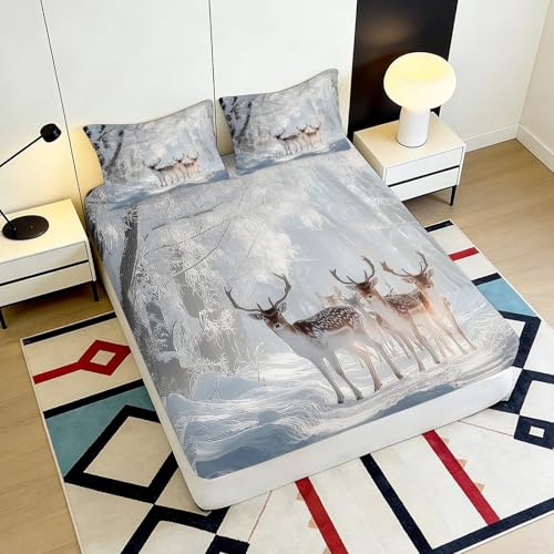 Drap-housse microfibre 3D cerf de forêt de qualité supérieure