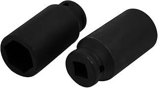 Aexit 1/2-inch Square Hand Operated Tools Drive 26mm Inner Hex 78mm Length CR-MO Steel Black Impact Socket 2pcs Model:43as385qo739