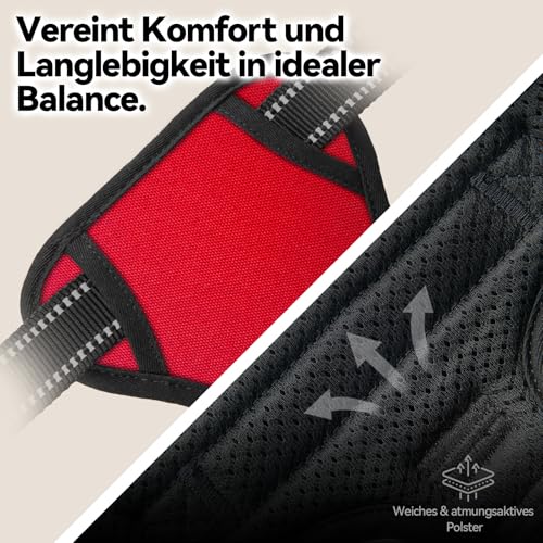 PHOEPET No Pull Hundegeschirr Verstellbares Hundewestengeschirr für den täglichen Spaziergang mit Schnalle am Hals und reflektierenden Streifen, Kontrollgriff für mittlere und große Hunde(Rot,XL)