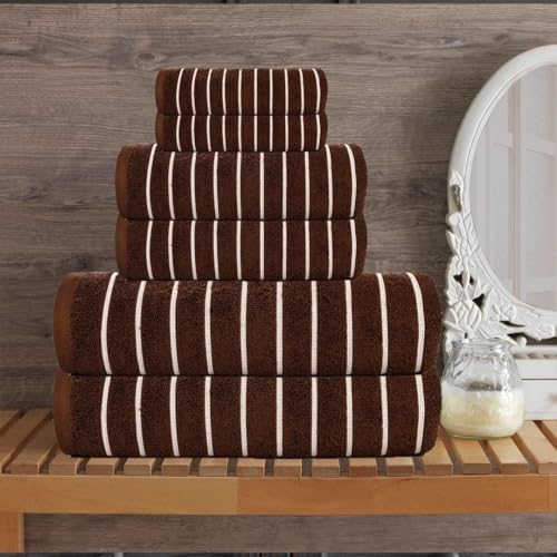 Casa Copenhagen, 6teiliges Designer Handtuch Geschenkset aus 100% ägyptischer Baumwolle –Braun, 600 g/m² (2Badetücher, 2Handtücher, 2Waschhandschuhe) Geschenkbox für Damen & Herren