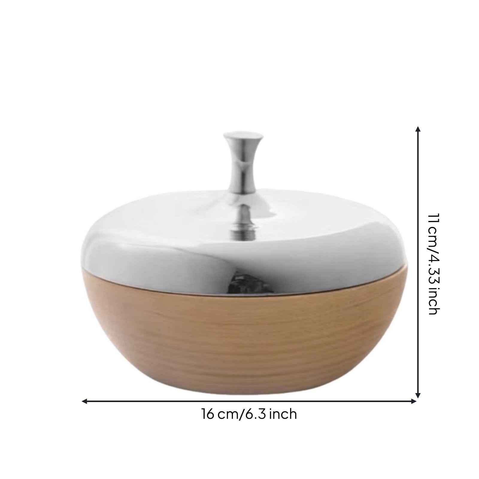 Storage Container Tarro de Almacenamiento Bote Recipiente Organizador Cuenco Decorativo y Funcional de Acero y Roble Pequeños Objetos Adecuado para Estudio Sala