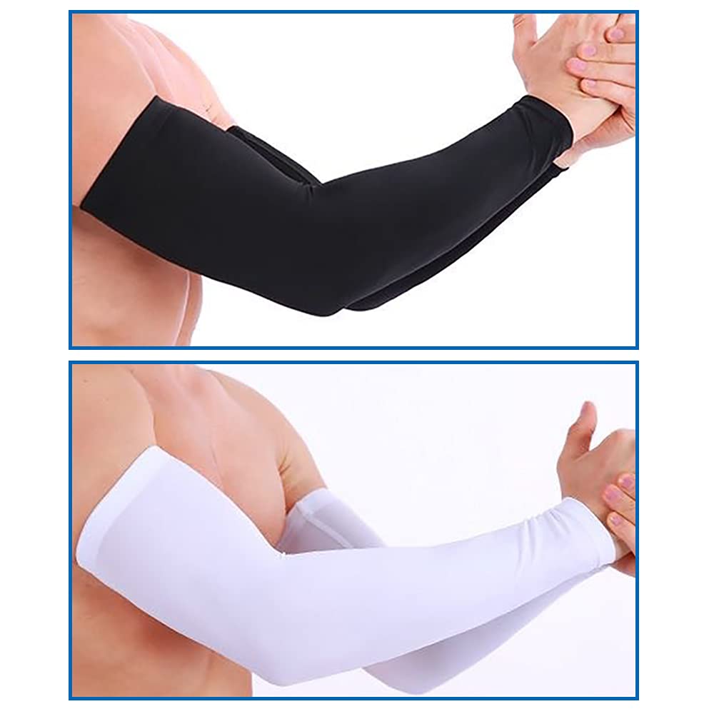 TopTie 1 Pair Arm Sleeves Compression Sleeves for Men Women-1 Pair White-XL