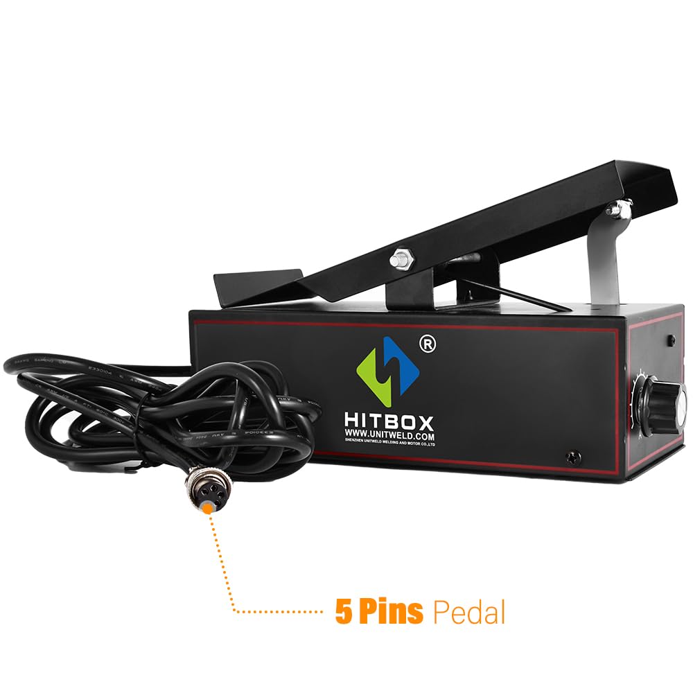 HITBOX spawalniczy TIG 5-pinowy, zdalny kontroler amperów – przełącznik pedału nożnego do regulacji prądu – kompatybilny z nowym HBT250P AC/DC