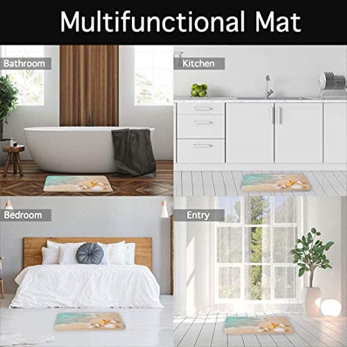 Britimes Bath Mat For Bathroom, Bathroom Mats Rugs No Silp, Beach Starfish Sea Shell Washable Cover Floor Rug Carpets Floor Mat Bathroom Decorations 18X30 Inches For Kitchen Bedroom Indoor #TOP6