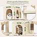 Globlazer Kratzbaum Beige Große Katzen hoch 189 cm mit 2 Große Katzenhaus 45 * 30CM, 2 Gepolsterte Plattform, 2 Korb, Katzenspielzeug, Stabil Katzenbaum für 3-5 Schwere Katzen Innen (F74F, Beige)
