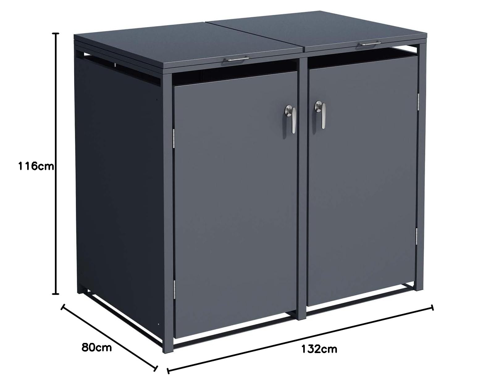 SCHARTEC® Mülltonnenbox 2er in anthrazit Einhandbedienung & erweiterbar 240l Mülltonnenverkleidung Mülltonnen Sichtschutz Unterstand