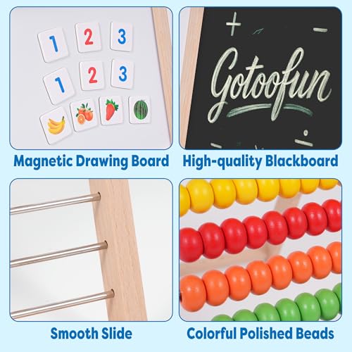 image for Gotoofun Wooden Abacus for Kids Math - Double-Sided Blackboard Whitebo