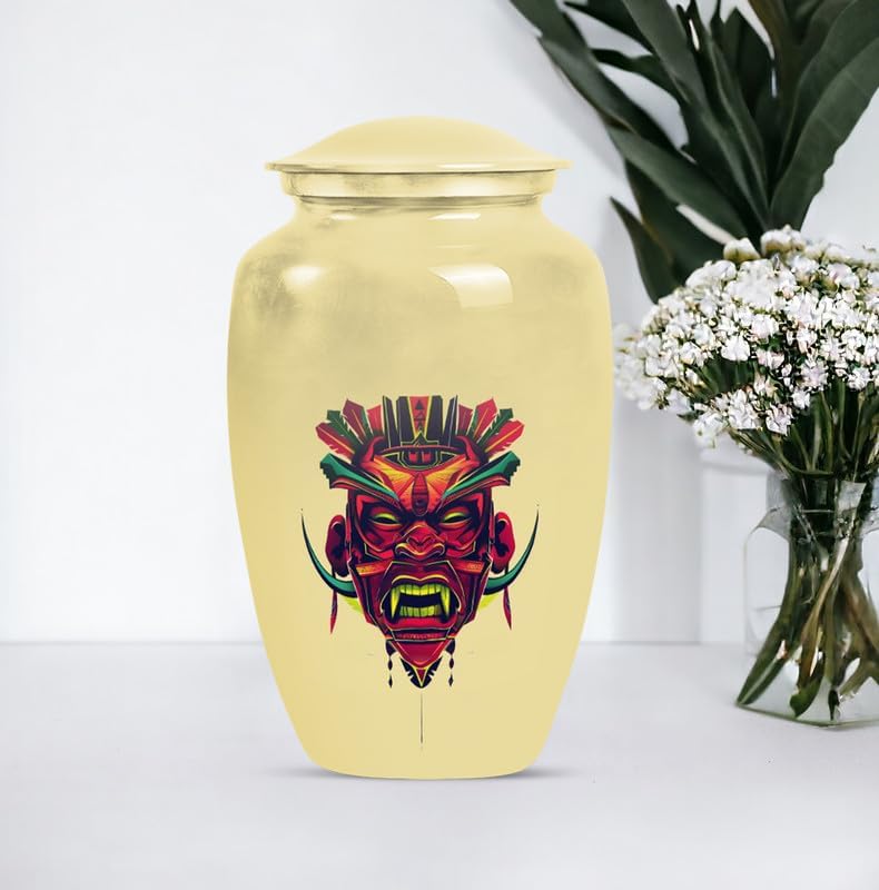 Native American Urn Ashes for Adults Female & Male, Teacher & Student Teaching Memorial Urn for Adult Ash, Large with Velvet Bag, Burial Cremation Urns for Human Ashes Women,, Beige