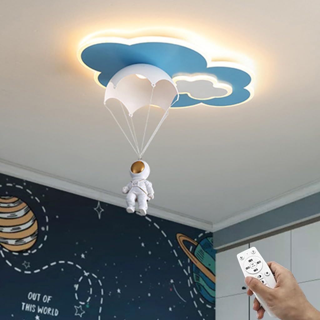 LED Lámpara De Techo Habitación Infantil Con Mando A Distancia Lámpara De Techo Dormitorio Regulable Plafon LED Techo Astronauta Modernos Para Juvenil Niños Y Niñas 32W