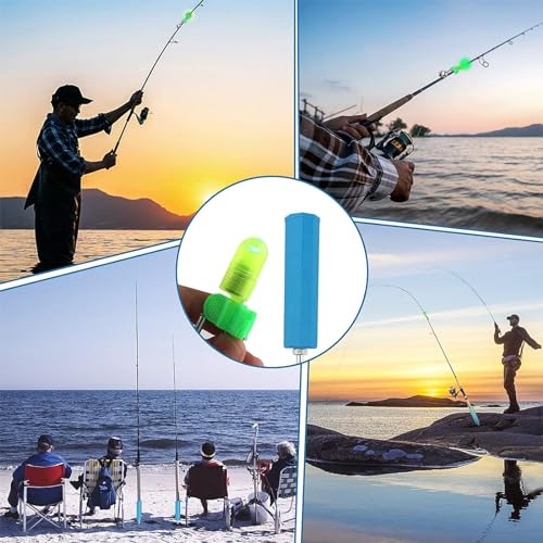 mouhike 6 Pack Fishing Rod Holders Ground Support Fishing Pole Holder for Bank, Beach, Lake Spikes Rack Stand Equipment with 10Pcs Night Fishing Bait Alarm Bells & 6Pcs Bungee Balls Cords - Thumbnail 5