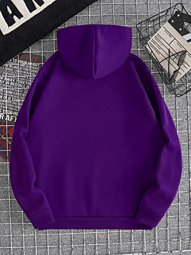 COZYEASE Men's Oversized Letter Graphic Drawstring Casual Hoodies Long Sleeve Vintage Street Hoodie Sweatshirts Purple L2