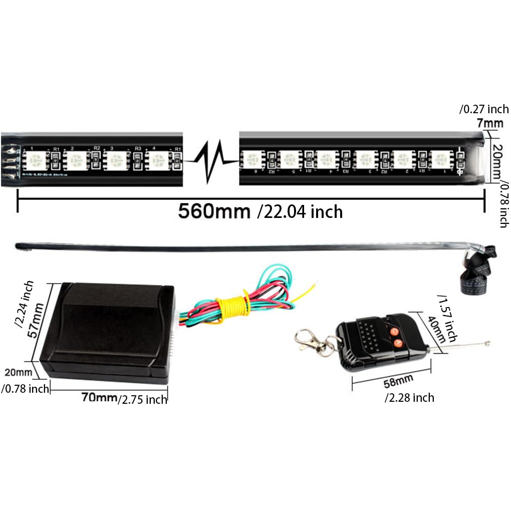 Kit striscia di illuminazione stroboscopica per auto Scanner Knight Night Rider Light Bar RGB 22 pollici Lampada lampeggiante remota Strumenti Camion