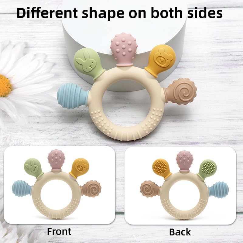 Baby Teether and Rattle Toy Set, BPA-Free, Food-Grade Silicone, Easy-Grip Teething Rattle for Babies, Soothing Teething Toy, Infant Sensory Toy for 3-24 Months (Cat)