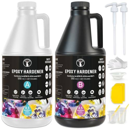 ResinAngel 1 Gallon Epoxy Resin Kit with Pump - Easy Mix 1:1 Ratio Crystal Clear Self Leveling No Yellowing Casting Resin for River Table,Wood,Flower Preservation, Art Crafts